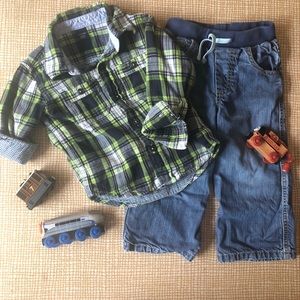 ☀️ Blue Flannel Baby Gap Shirt - 18-24 Months